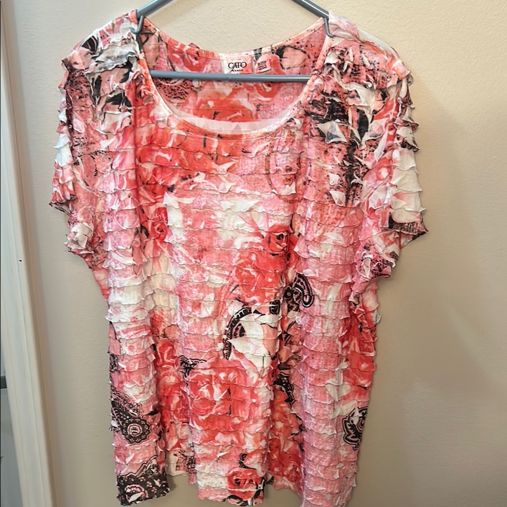 Cato Pink and Black Textured Top